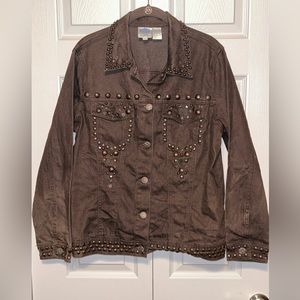 DG2 Dark Denim Jean‎ Jacket Size Medium with stud embellishments